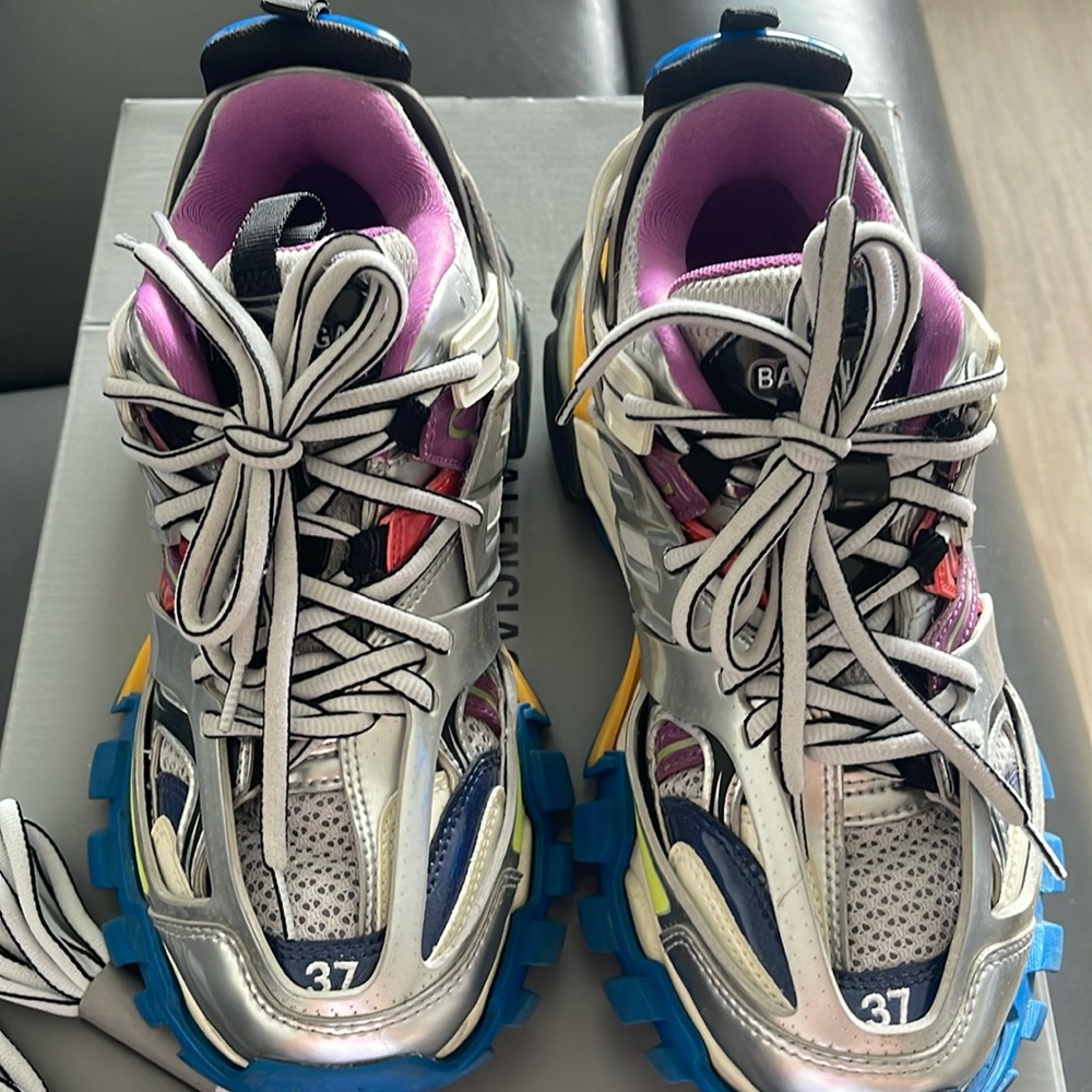 Balenciaga Silver and Yellow Sneakers